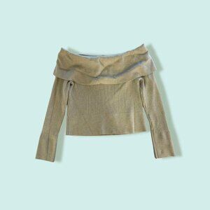 Wild Fable Women's Green Off the Shoulder Sweater